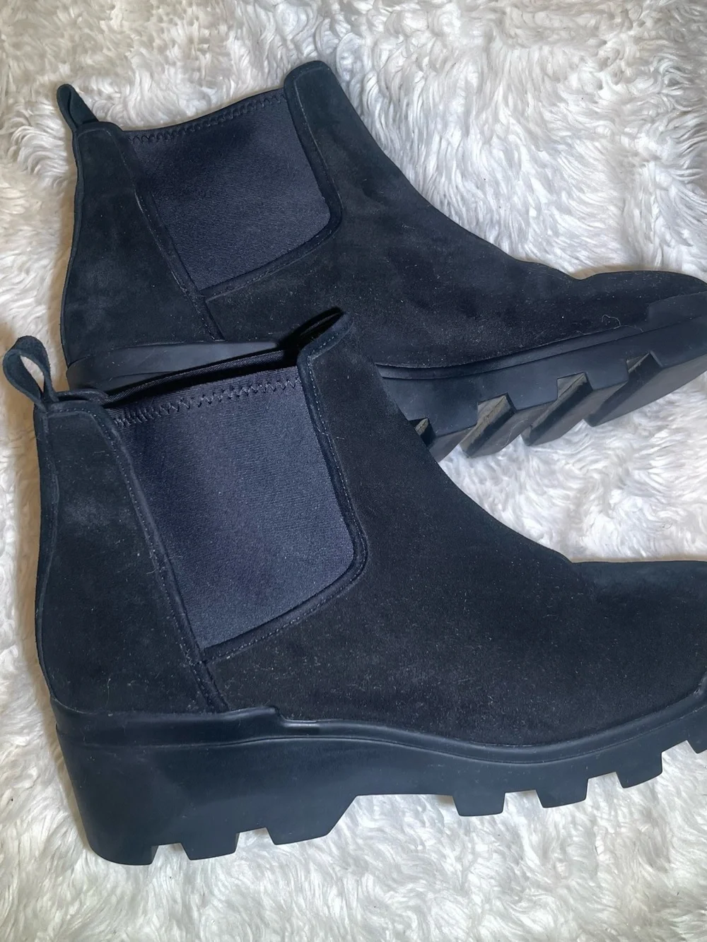Eileen fisher splash waterproof black suede ankle boots size 9.5